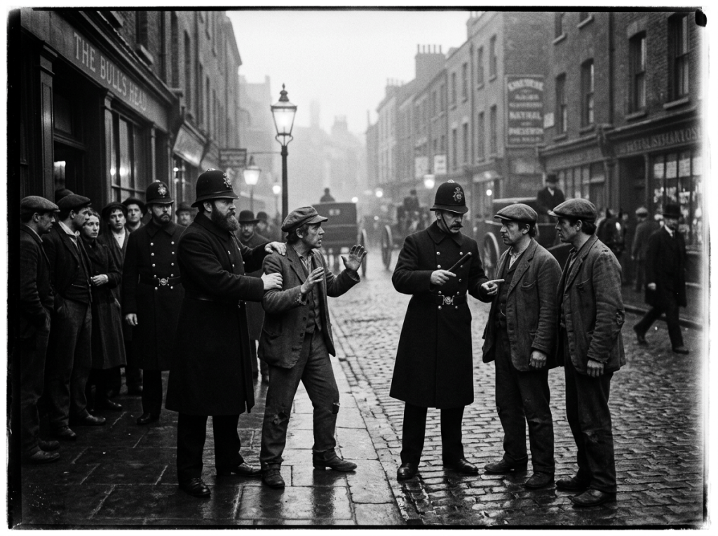 Victorian police regulating street behavior at night
