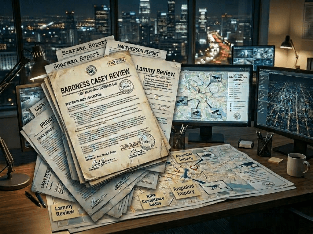 Documents about reports and inquiries into institutional racism within the police